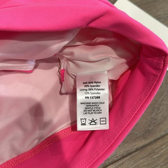 YEAR OF OURS Hot Pink White Racer V Neck Active Workout Gym Sports Bra Size S - Picture 8 of 9